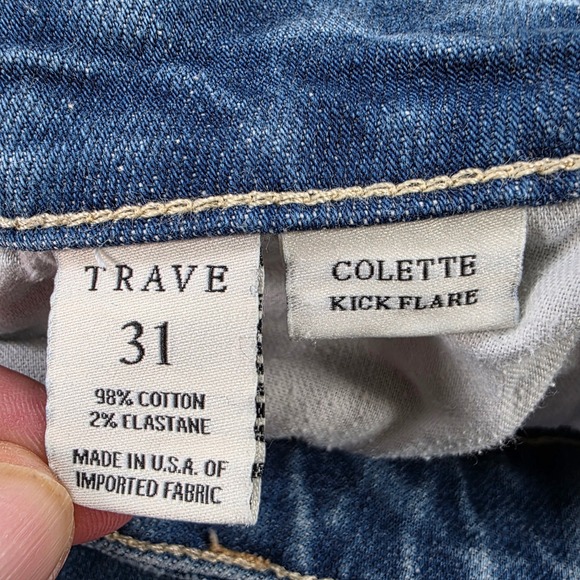 Trave Colette Jeans Womens 31 Blue Denim Kick Flare Cropped Frayed Hem - Picture 6 of 9